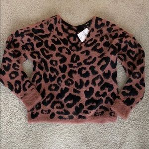 Forever 21 fuzzy leopard sweater
